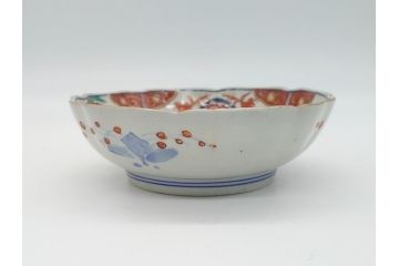 幕末　富長貴春(富貴長春)　伊万里　色絵染付　5寸皿　約15.5cm　色鮮やかで縁起の良い絵柄の小皿3枚セット(五寸、小鉢、牡丹、和食器、和皿)(R-061732)