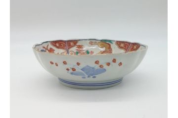 幕末　富長貴春(富貴長春)　伊万里　色絵染付　5寸皿　約15.5cm　色鮮やかで縁起の良い絵柄の小皿3枚セット(五寸、小鉢、牡丹、和食器、和皿)(R-061732)