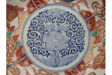 幕末　富長貴春(富貴長春)　伊万里　色絵染付　5寸皿　約15.5cm　色鮮やかで縁起の良い絵柄の小皿3枚セット(五寸、小鉢、牡丹、和食器、和皿)(R-061732)