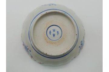 幕末　富長貴春(富貴長春)　伊万里　色絵染付　5寸皿　約15.5cm　色鮮やかで縁起の良い絵柄の小皿3枚セット(五寸、小鉢、牡丹、和食器、和皿)(R-061732)