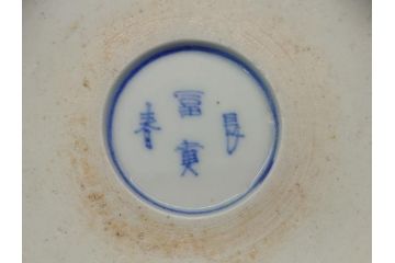 幕末　富長貴春(富貴長春)　伊万里　色絵染付　5寸皿　約15.5cm　色鮮やかで縁起の良い絵柄の小皿3枚セット(五寸、小鉢、牡丹、和食器、和皿)(R-061732)
