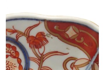 幕末　富長貴春(富貴長春)　伊万里　色絵染付　5寸皿　約15.5cm　色鮮やかで縁起の良い絵柄の小皿3枚セット(五寸、小鉢、牡丹、和食器、和皿)(R-061732)