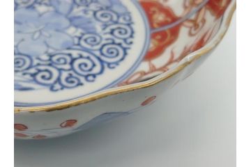幕末　富長貴春(富貴長春)　伊万里　色絵染付　5寸皿　約15.5cm　色鮮やかで縁起の良い絵柄の小皿5枚セット(五寸、小鉢、牡丹、和食器、和皿)(R-061733)