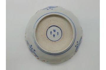 幕末　富長貴春(富貴長春)　伊万里　色絵染付　5寸皿　約15.5cm　色鮮やかで縁起の良い絵柄の小皿5枚セット(五寸、小鉢、牡丹、和食器、和皿)(R-061733)