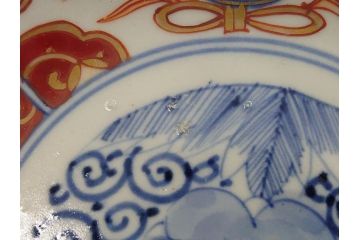 幕末　富長貴春(富貴長春)　伊万里　色絵染付　5寸皿　約15.5cm　色鮮やかで縁起の良い絵柄の小皿5枚セット(五寸、小鉢、牡丹、和食器、和皿)(R-061733)