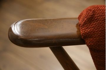 イギリスビンテージ　美品　ERCOL(アーコール)　エバーグリーン　エレガントな雰囲気漂う1人掛けイージーチェア(ラウンジチェア、アームチェア、椅子、ソファ、ヴィンテージ、英国、北欧)(R-061740)