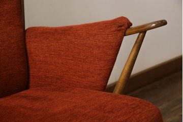 イギリスビンテージ　美品　ERCOL(アーコール)　エバーグリーン　エレガントな雰囲気漂う1人掛けイージーチェア(ラウンジチェア、アームチェア、椅子、ソファ、ヴィンテージ、英国、北欧)(R-061740)