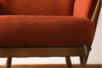 イギリスビンテージ　美品　ERCOL(アーコール)　エバーグリーン　エレガントな雰囲気漂う1人掛けイージーチェア(ラウンジチェア、アームチェア、椅子、ソファ、ヴィンテージ、英国、北欧)(R-061740)