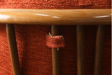 イギリスビンテージ　美品　ERCOL(アーコール)　エバーグリーン　エレガントな雰囲気漂う1人掛けイージーチェア(ラウンジチェア、アームチェア、椅子、ソファ、ヴィンテージ、英国、北欧)(R-061740)