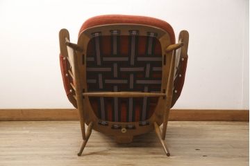 イギリスビンテージ　美品　ERCOL(アーコール)　エバーグリーン　エレガントな雰囲気漂う1人掛けイージーチェア(ラウンジチェア、アームチェア、椅子、ソファ、ヴィンテージ、英国、北欧)(R-061740)