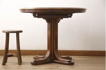 中古 IDC大塚家具取扱品 Shin-Lee(シンリー) 木の温もりが感じられるナチュラルテイストなダイニングテーブル(エクステンションテーブル、4人掛け、4P、2人掛け、2P、丸テーブル・ラウンドテーブル)(R-061744)