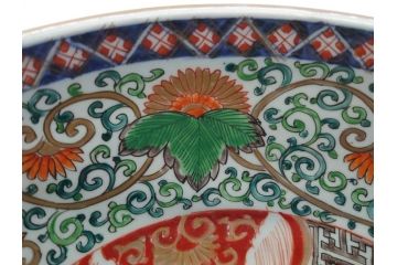 江戸後期　伊万里　二重高台　金彩　色絵　染付　8.3寸皿　約25cm　伝統美が輝く華やかで豪華な深鉢(八寸三分、深皿、丼、唐草文、和食器、和皿)(R-061753)