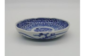 江戸期　古伊万里　染付　二重角福　蛸唐草　3.5寸皿　約10.5　爽やかな藍色の蛸唐草文様が魅力の小皿3枚セット(三寸五分、渦福、和食器、和皿)(R-061754)