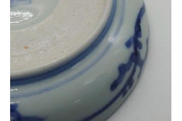 江戸期　古伊万里　染付　二重角福　蛸唐草　3.5寸皿　約10.5　爽やかな藍色の蛸唐草文様が魅力の小皿3枚セット(三寸五分、渦福、和食器、和皿)(R-061754)