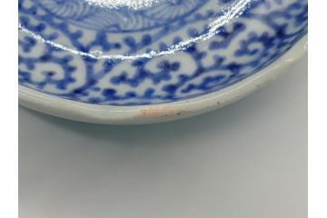 江戸期　古伊万里　染付　二重角福　蛸唐草　3.5寸皿　約10.5　爽やかな藍色の蛸唐草文様が魅力の小皿3枚セット(三寸五分、渦福、和食器、和皿)(R-061754)