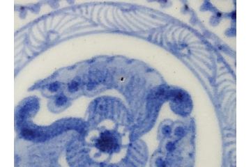 江戸期　古伊万里　染付　二重角福　蛸唐草　3.5寸皿　約10.5　爽やかな藍色の蛸唐草文様が魅力の小皿3枚セット(三寸五分、渦福、和食器、和皿)(R-061754)