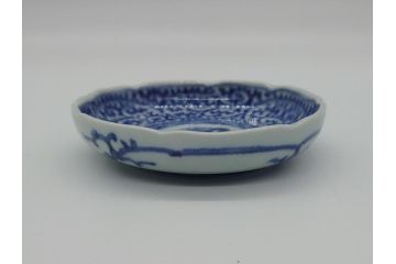 江戸期　古伊万里　染付　二重角福　蛸唐草　3.5寸皿　約10.5　爽やかな藍色の蛸唐草文様が魅力の小皿2枚セット(三寸五分、渦福、和食器、和皿)(R-061755)