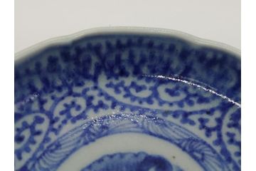 江戸期　古伊万里　染付　二重角福　蛸唐草　3.5寸皿　約10.5　爽やかな藍色の蛸唐草文様が魅力の小皿2枚セット(三寸五分、渦福、和食器、和皿)(R-061755)