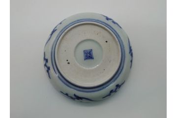 江戸期　古伊万里　染付　二重角福　蛸唐草　3.5寸皿　約10.5　爽やかな藍色の蛸唐草文様が魅力の小皿2枚セット(三寸五分、渦福、和食器、和皿)(R-061755)