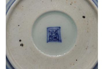 江戸期　古伊万里　染付　二重角福　蛸唐草　3.5寸皿　約10.5　爽やかな藍色の蛸唐草文様が魅力の小皿2枚セット(三寸五分、渦福、和食器、和皿)(R-061755)