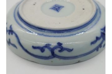 江戸期　古伊万里　染付　二重角福　蛸唐草　3.5寸皿　約10.5　爽やかな藍色の蛸唐草文様が魅力の小皿2枚セット(三寸五分、渦福、和食器、和皿)(R-061755)