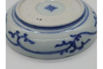 江戸期　古伊万里　染付　二重角福　蛸唐草　3.5寸皿　約10.5　爽やかな藍色の蛸唐草文様が魅力の小皿2枚セット(三寸五分、渦福、和食器、和皿)(R-061755)