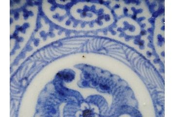 江戸期　古伊万里　染付　二重角福　蛸唐草　3.5寸皿　約10.5　爽やかな藍色の蛸唐草文様が魅力の小皿2枚セット(三寸五分、渦福、和食器、和皿)(R-061755)