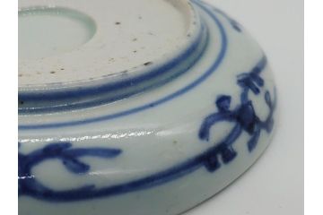 江戸期　古伊万里　染付　蛸唐草　松竹梅　4寸皿　約12.5　伊万里焼の伝統美が詰まった小皿3枚セット(四寸、渦福、和食器、和皿)(R-061756)
