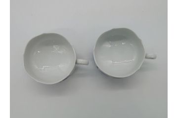 ドイツ　マイセン　Meissen　ブルーオーキッド　華麗な蘭の美しさに魅了されるティーカップ&ソーサー2客セット(蘭の花、洋食器、C&S)(R-061757)