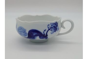 ドイツ　マイセン　Meissen　ブルーオーキッド　華麗な蘭の美しさに魅了されるティーカップ&ソーサー2客セット(蘭の花、洋食器、C&S)(R-061757)