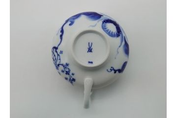 ドイツ　マイセン　Meissen　ブルーオーキッド　華麗な蘭の美しさに魅了されるティーカップ&ソーサー2客セット(蘭の花、洋食器、C&S)(R-061757)