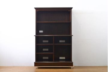 中古　特注　松本民芸家具　シンプルなデザインで使いやすいオープンラック(本棚、飾り棚、収納棚、書棚、ブックシェルフ)(R-061759)