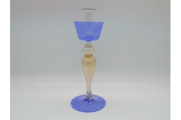 イタリア　ムラノガラス　Miyako&Gregg　Murauo　June2005　金彩　キャンドルスタンド　優美なフォルムが目を惹く燭台1対(蝋燭立て、ヴェネチアングラス、ムラーノガラス、ガラス工芸)(R-061774)