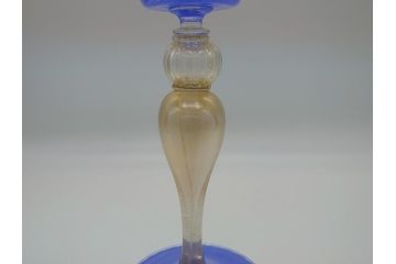 イタリア　ムラノガラス　Miyako&Gregg　Murauo　June2005　金彩　キャンドルスタンド　優美なフォルムが目を惹く燭台1対(蝋燭立て、ヴェネチアングラス、ムラーノガラス、ガラス工芸)(R-061774)