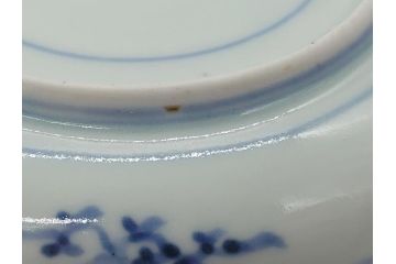 江戸期　古伊万里　染付　二重角福　花唐草　4.5寸皿　約13.5cm　伊万里焼の伝統美が詰まった小皿2枚セット(四寸五分、和皿、渦福、和食器)(R-061775)