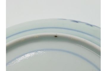 江戸期　古伊万里　染付　二重角福　花唐草　4.5寸皿　約13.5　伊万里焼の伝統美が詰まった小皿2枚セット(四寸五分、和皿、渦福、和食器)(R-061776)