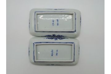 江戸期　富長貴春(富貴長春)　古伊万里　染付　金彩　色絵　蛸唐草　7.3寸皿　約22cm　大胆かつ繊細な絵柄に魅了される長皿2客(七寸三分、和皿、角皿、和食器)(R-061777)