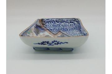 江戸期　富長貴春(富貴長春)　古伊万里　染付　金彩　色絵　蛸唐草　7.3寸皿　約22cm　大胆かつ繊細な絵柄に魅了される長皿2客(七寸三分、和皿、角皿、和食器)(R-061777)