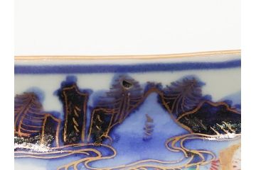 江戸期　富長貴春(富貴長春)　古伊万里　染付　金彩　色絵　蛸唐草　7.3寸皿　約22cm　大胆かつ繊細な絵柄に魅了される長皿2客(七寸三分、和皿、角皿、和食器)(R-061777)