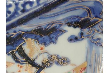 江戸期　富長貴春(富貴長春)　古伊万里　染付　金彩　色絵　蛸唐草　7.3寸皿　約22cm　大胆かつ繊細な絵柄に魅了される長皿2客(七寸三分、和皿、角皿、和食器)(R-061777)