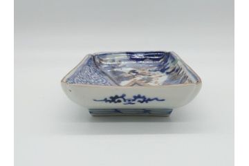 江戸期　富長貴春(富貴長春)　古伊万里　染付　金彩　色絵　蛸唐草　7.3寸皿　約21.5cm　大胆かつ繊細な絵柄に魅了される長皿2客(七寸三分、和皿、角皿、和食器)(R-061778)