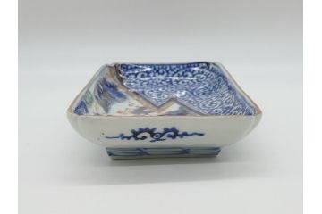 江戸期　富長貴春(富貴長春)　古伊万里　染付　金彩　色絵　蛸唐草　7.3寸皿　約21.5cm　大胆かつ繊細な絵柄に魅了される長皿2客(七寸三分、和皿、角皿、和食器)(R-061778)