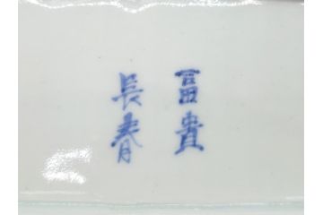 江戸期　富長貴春(富貴長春)　古伊万里　染付　金彩　色絵　蛸唐草　7.3寸皿　約21.5cm　大胆かつ繊細な絵柄に魅了される長皿2客(七寸三分、和皿、角皿、和食器)(R-061778)