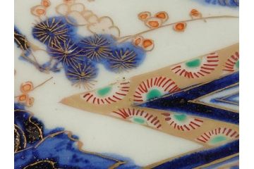 江戸期　富長貴春(富貴長春)　古伊万里　染付　金彩　色絵　蛸唐草　7.3寸皿　約21.5cm　大胆かつ繊細な絵柄に魅了される長皿2客(七寸三分、和皿、角皿、和食器)(R-061778)