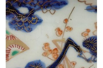 江戸期　富長貴春(富貴長春)　古伊万里　染付　金彩　色絵　蛸唐草　7.3寸皿　約21.5cm　大胆かつ繊細な絵柄に魅了される長皿2客(七寸三分、和皿、角皿、和食器)(R-061778)