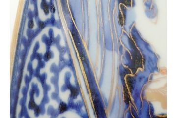 江戸期　富長貴春(富貴長春)　古伊万里　染付　金彩　色絵　蛸唐草　7.3寸皿　約21.5cm　大胆かつ繊細な絵柄に魅了される長皿2客(七寸三分、和皿、角皿、和食器)(R-061778)