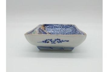 江戸期　富長貴春(富貴長春)　古伊万里　染付　金彩　色絵　蛸唐草　7.3寸皿　約22cm　大胆かつ繊細な絵柄に魅了される長皿2客(七寸三分、和皿、角皿、和食器)(R-061779)