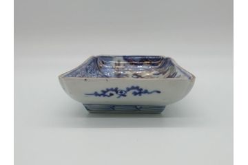 江戸期　富長貴春(富貴長春)　古伊万里　染付　金彩　色絵　蛸唐草　7.3寸皿　約22cm　大胆かつ繊細な絵柄に魅了される長皿2客(七寸三分、和皿、角皿、和食器)(R-061779)