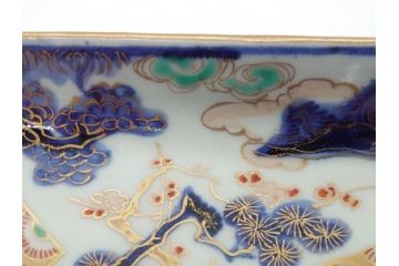 江戸期　富長貴春(富貴長春)　古伊万里　染付　金彩　色絵　蛸唐草　7.3寸皿　約22cm　大胆かつ繊細な絵柄に魅了される長皿2客(七寸三分、和皿、角皿、和食器)(R-061779)