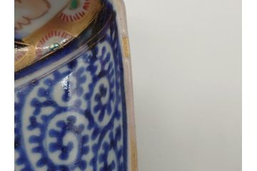 江戸期　富長貴春(富貴長春)　古伊万里　染付　金彩　色絵　蛸唐草　7.3寸皿　約22cm　大胆かつ繊細な絵柄に魅了される長皿2客(七寸三分、和皿、角皿、和食器)(R-061779)